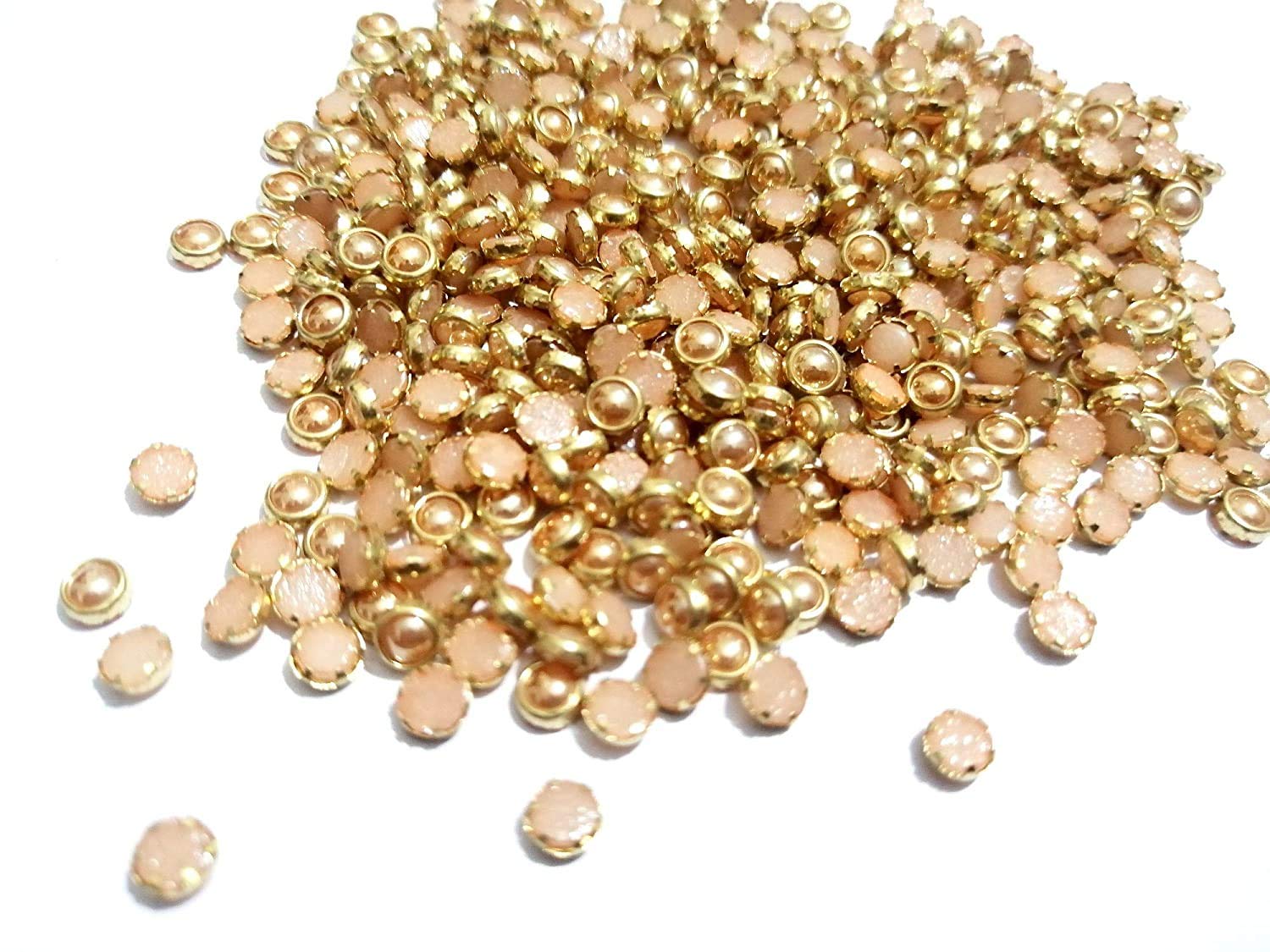 KavyaFashion Round Shape Kundans Stone for Jewellery Craft Embroidery Making Purpose (Gold, 4 mm) - 500 Pieces FROM INDIA (SAM) - View 2 of 3