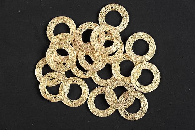 Mohan Shoppe Golden Fancy Ring Metal Wire Charms DIY Charms Jewelry Findings Pendant Beads Package of 10 Pieces,Size-4 cm Approx. FROM INDIA (SAM) - View 2 of 3