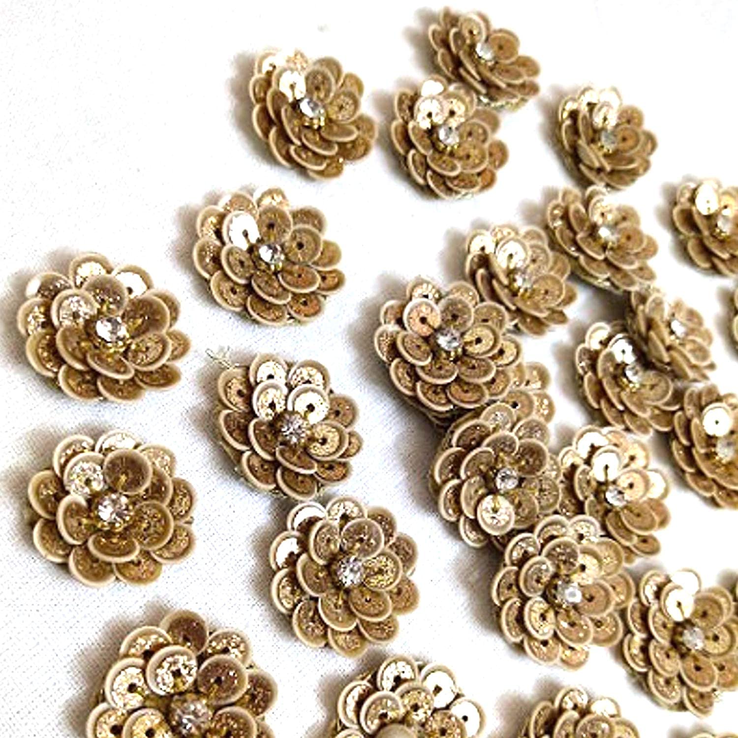 Lovetholy 25pcs, 2cm Embroidery Neck sew on Flowers Applique Patches/Decorative Patches for Clothes, Jackets, Jean's, Blouse, Saree, Dress Decoration (L-70.25) (FROM INDIA) SAM - View 2 of 3