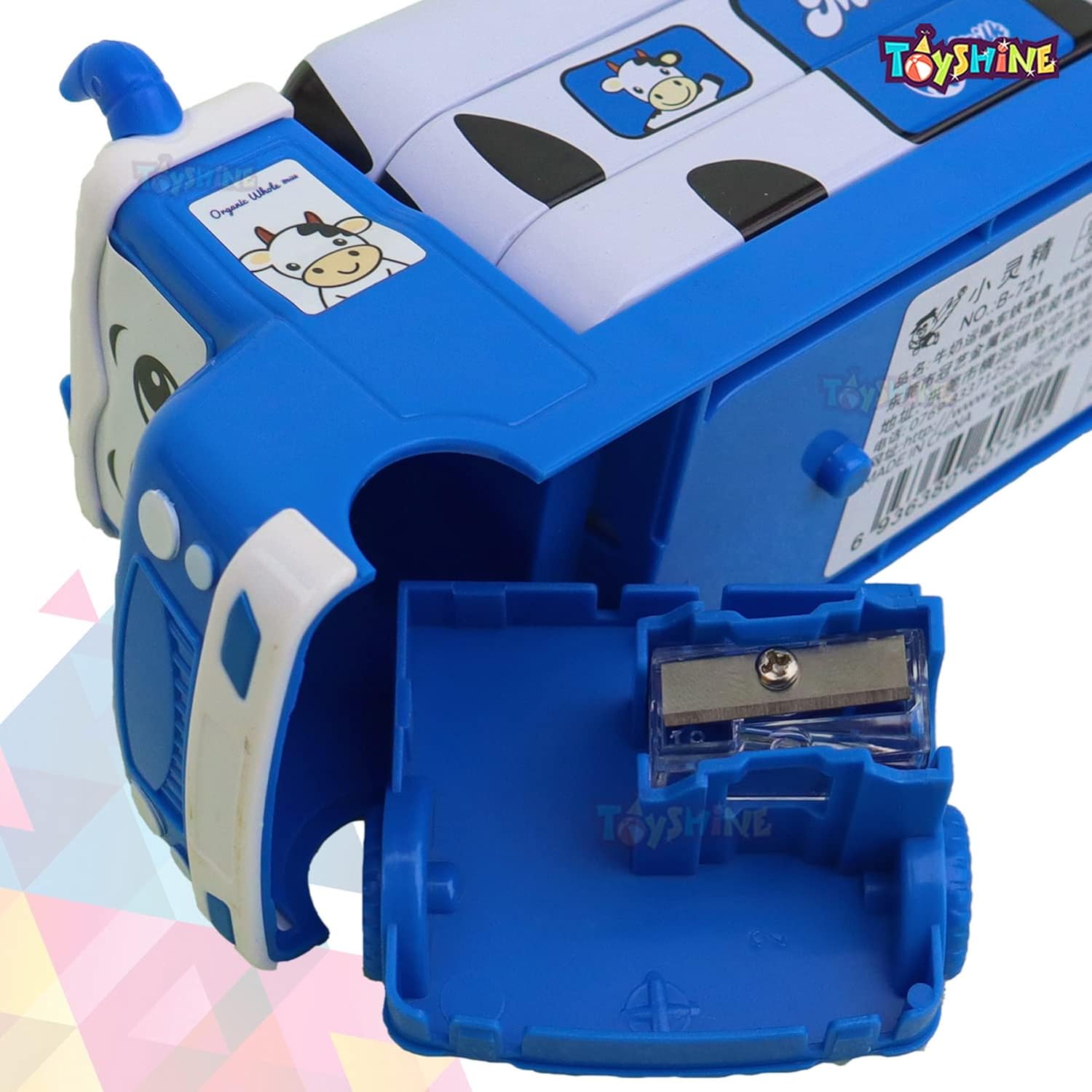 Toyshine Milk Truck Metal Pencil Box With Moving Tyres, Sharpners and Pencils Included For Kids - Blue - View 5 of 6