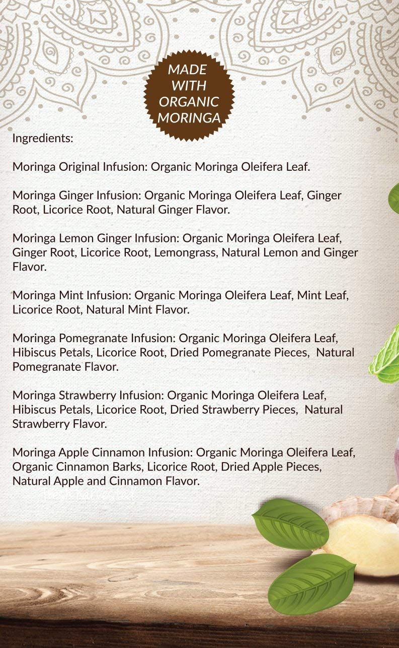Grenera Moringa Assorted Infusion Tea 20 Bags | Caffeine Free, Staple Free, Made with Organically Grown Moringa Leaf (FROM INDIA) SAB - View 4 of 6
