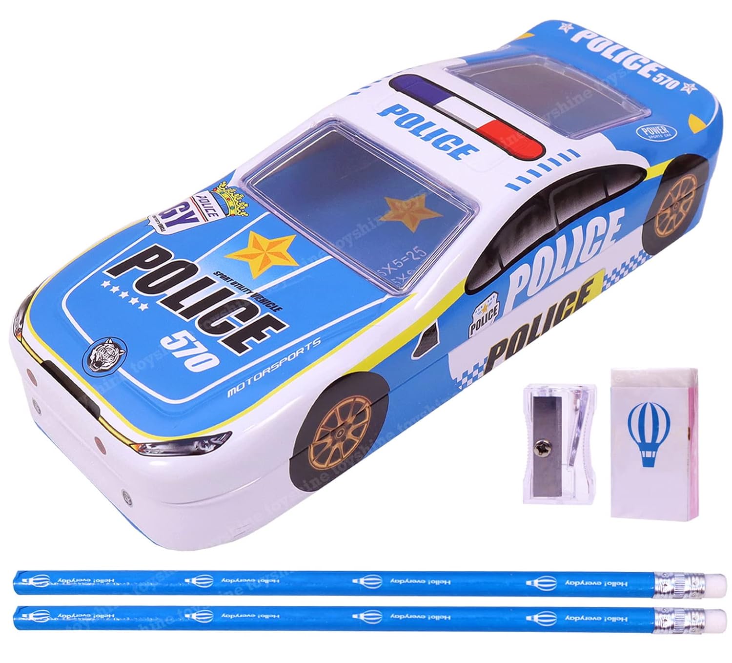 Toyshine Police Metal Pencil Box, Detailed Exterior, Double Comparment for Kids - Blue - Shop at Colombo Mall