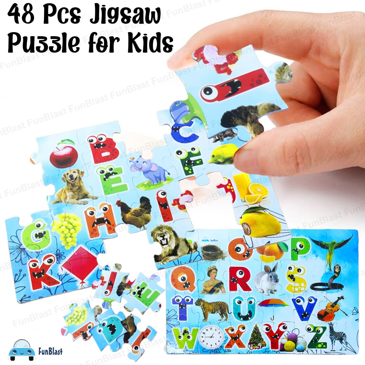 FunBlast Alphabet Jigsaw Puzzle for Kids Jigsaw Puzzle for Kids of Age 3-5 Years – 48 Pcs (Multicolor, Size 30X22 cm) - View 3 of 4