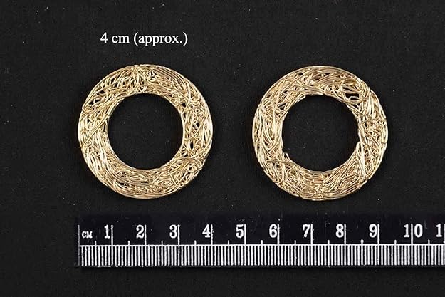 Mohan Shoppe Golden Fancy Ring Metal Wire Charms DIY Charms Jewelry Findings Pendant Beads Package of 10 Pieces,Size-4 cm Approx. FROM INDIA (SAM) - View 3 of 3
