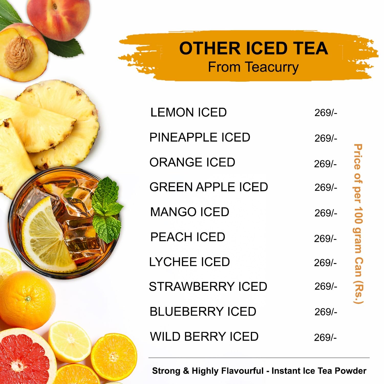 Teacurry Litchi Instant Iced Tea Mix (160 Gram) - Ice Brew, Cold Brew, Strong and Highly Flavourful, No Artificial Ingredients - Instant Ice Tea Powder with Natural Litchi Flavour (FROM INDIA) SAB - View 6 of 7