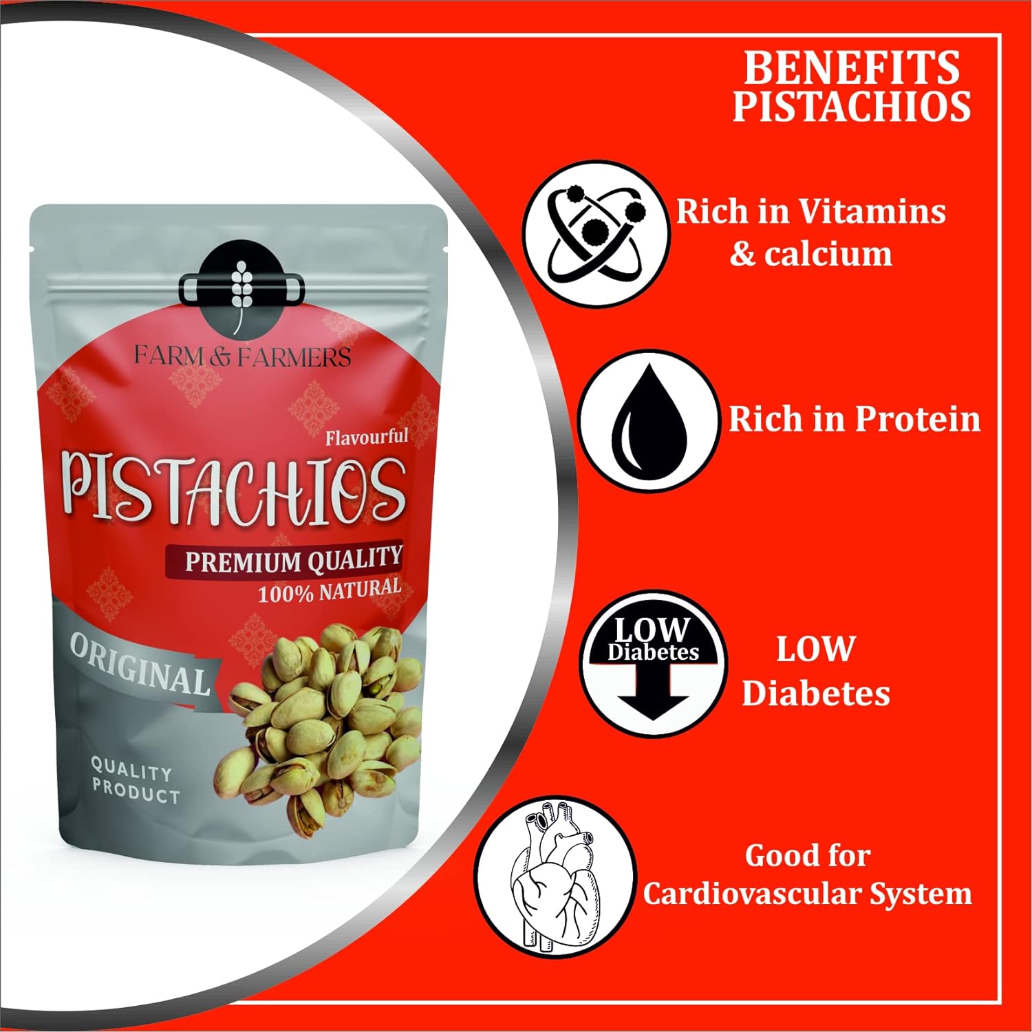 Farm &amp; Farmers Premium Pistachios Natural Healthy Pista Giri Nuts Dry Fruits - 250 Gram FROM INDIA(SAM) - View 3 of 5