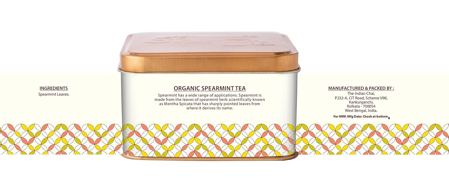 The Indian Chai – Organic Spearmint Tea 15 Pyramid Tea Bags for PCOD &amp; PCOS, Helps in Hormonal Imbalance &amp; Facial Hair &amp; Acne, Caffeine Free Herbal Tea (FROM INDIA) SAB - View 4 of 6