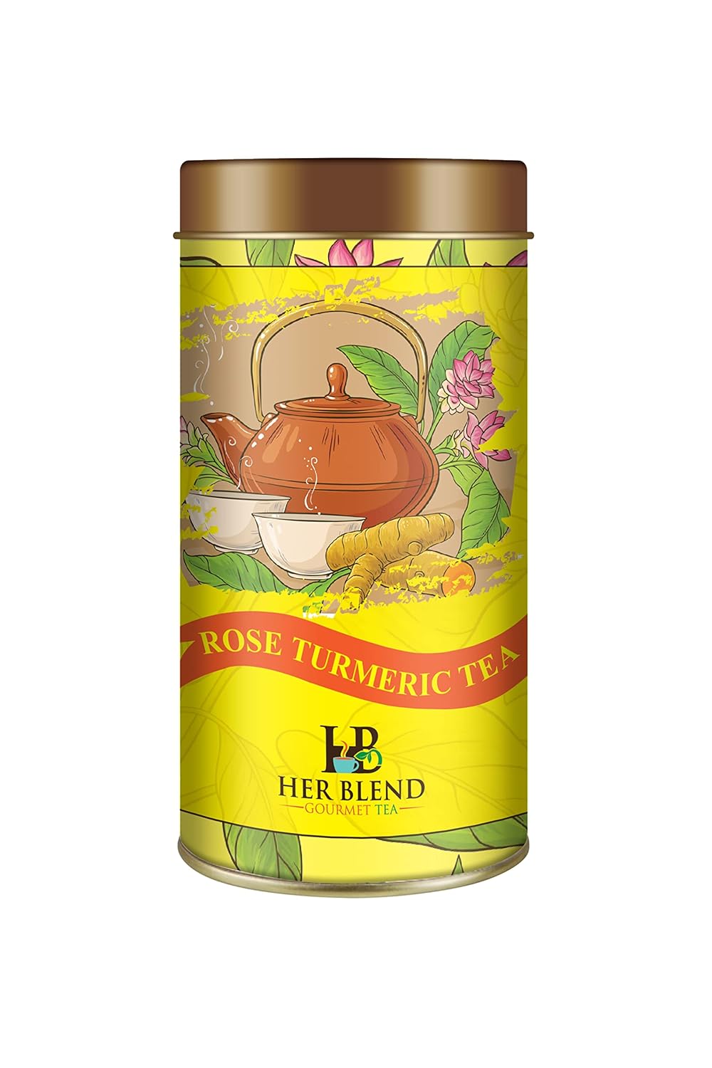 HerBlend Gourmet Rose Turmeric Tea, 100gm herbal tea for immunity booster. glowing skin and healthy hair FROM INDIA (SAM) - View 2 of 4