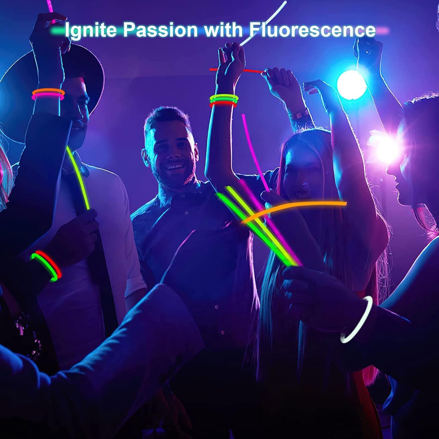 Party Propz Glow In The Dark Neon Bands - 15Pcs Glowing Stick With Connectors | Neon Bands For Party | Glow Bands For A Party | Radium Stick | Fluorescent Band For Dj Party | Neon Party Accessories - View 7 of 8