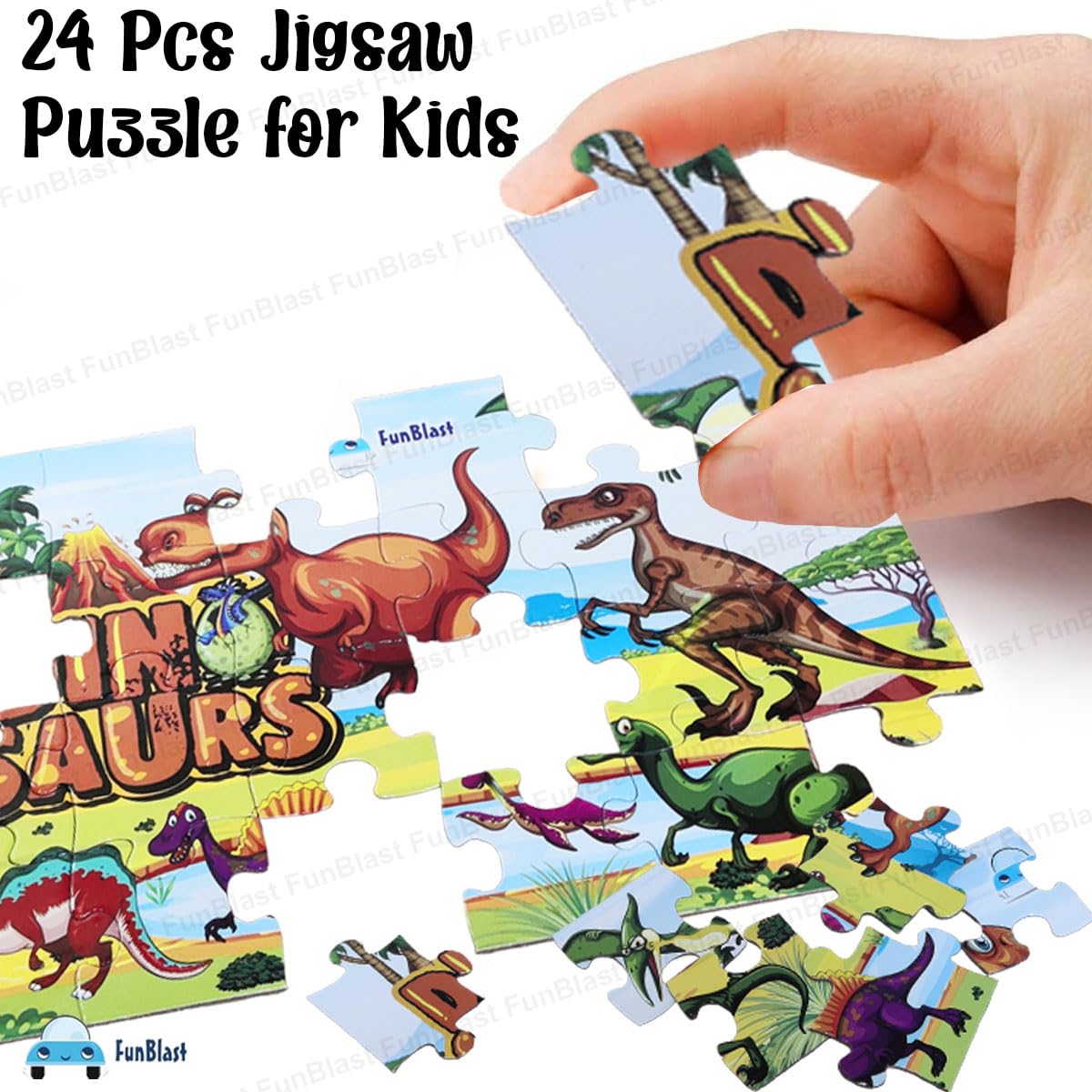 FunBlast Dinosaur Jigsaw Puzzle for Kids Jigsaw Puzzle for Kids of Age 3-5 Years – 24 Pcs (Multicolor, Size 30X22 cm) - View 3 of 4