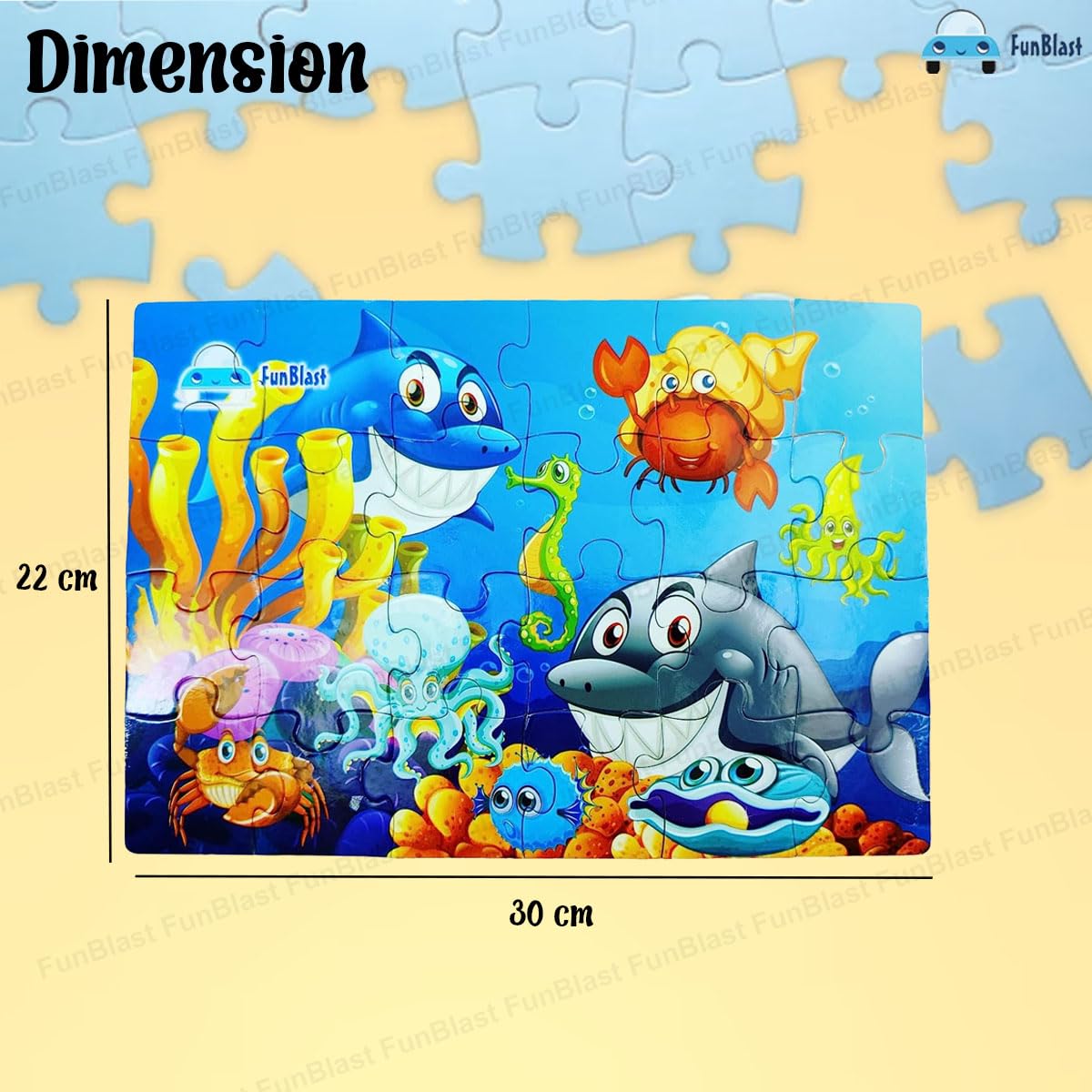 FunBlast Aquatic Animal Jigsaw Puzzle for Kids Jigsaw Puzzle for Kids of Age 3-5 Years – 24 Pcs (Multicolor, Size 30X22 cm) - View 2 of 4