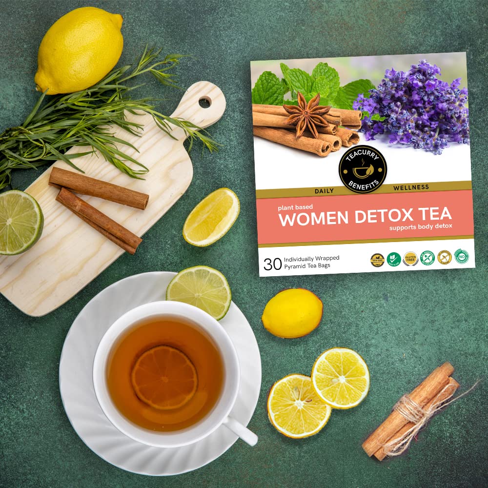 TEACURRY Women Detox Tea (1 Month Pack, 30 Tea Bags) - Everyday Detox tea, Slimming Detox Tea, Detox Tea Herbal and Intestinal Health | Detox Green Tea for Women (FROM INDIA) SAB - View 3 of 4