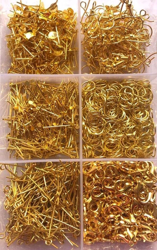 Kavya fashion Jewellery Making kit Material, Fitting kit Includes Lobster Claps, Jump Ring, keel, kunda, Earring, Necklace end Locking, chhalle,Ring, etc. (Silver Gold) FROM INDIA (SAM) - View 3 of 3