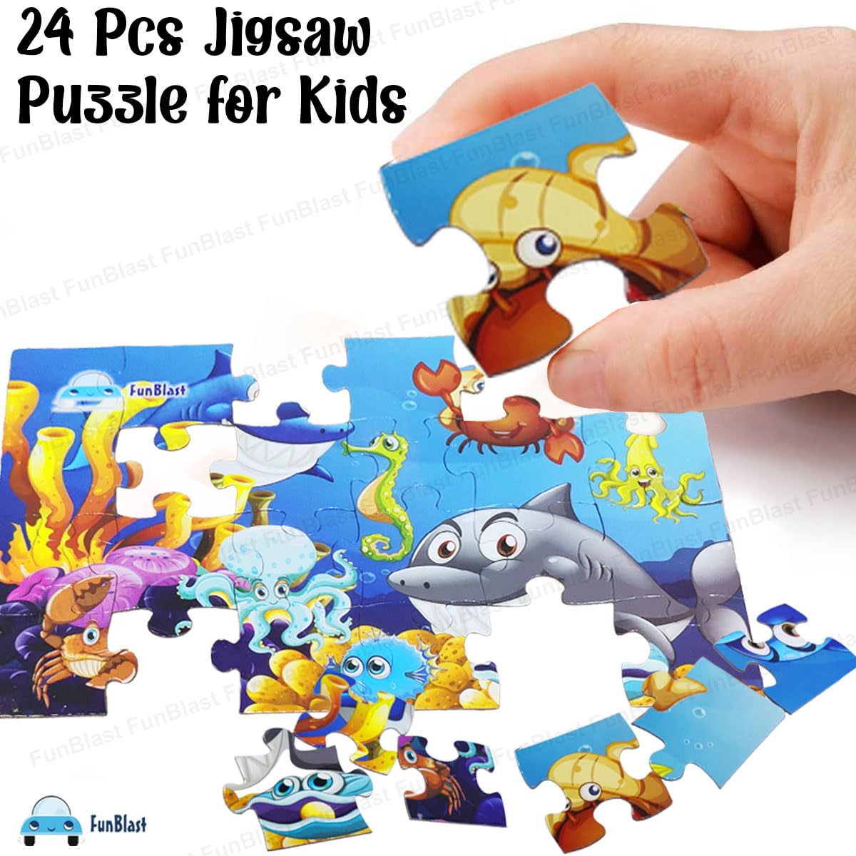 FunBlast Aquatic Animal Jigsaw Puzzle for Kids Jigsaw Puzzle for Kids of Age 3-5 Years – 24 Pcs (Multicolor, Size 30X22 cm) - View 3 of 4