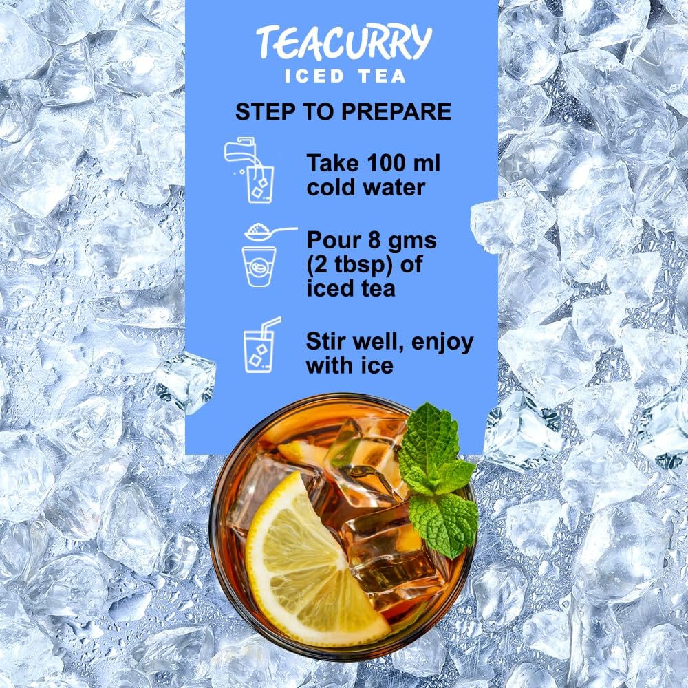 Teacurry Lemon Instant Iced Tea Mix (160 Gram) - Ice Brew, Cold Brew, Strong and Highly Flavourful, No Artificial Ingredients - Instant Ice Tea Powder with Natural Lemon Flavour (FROM INDIA) SAB - View 4 of 5