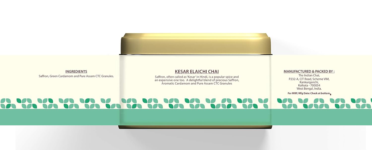 The Indian Chai – Kesar Elaichi Chai 100g with Saffron and Cardamom for Depression, Maintains Heart Health and Relieves PMS, Assam Tea (FROM INDIA) SAB - View 2 of 7