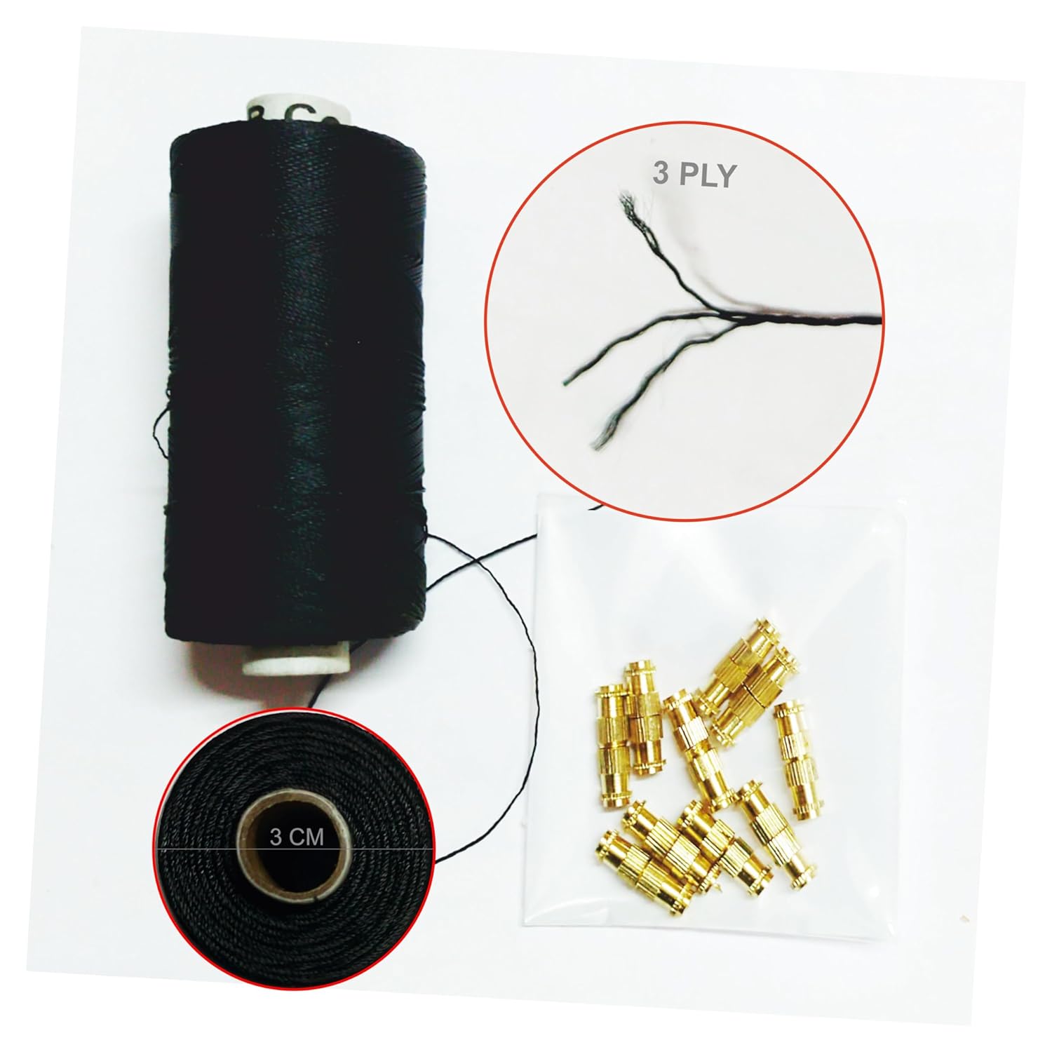 High tensile Strength Bright Thread for Beading, Tassels Art Crafting Making Jewelry (3 Ply Black 400Mtr) - View 3 of 3