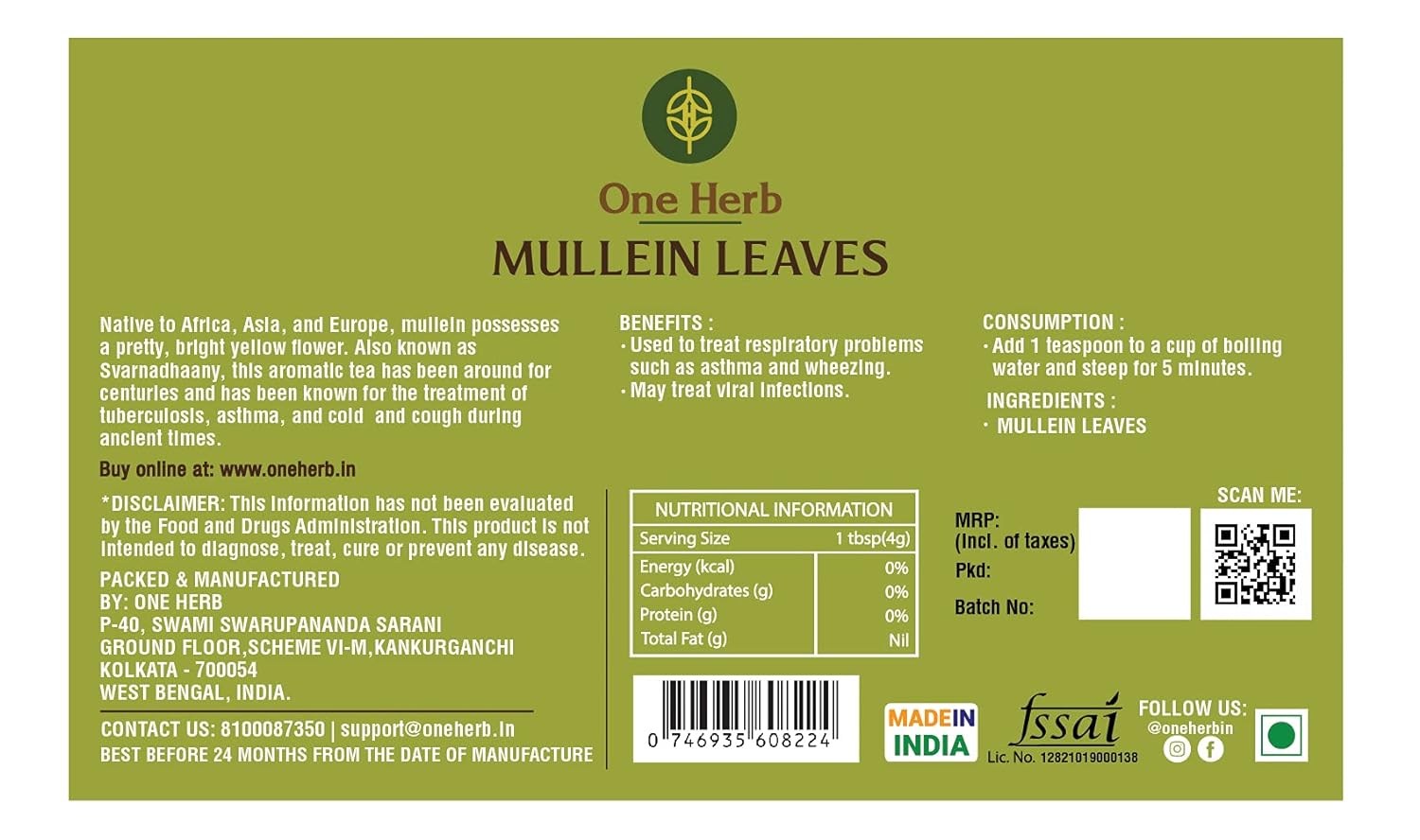 The Indian Chai One Herb-Mullein Tea 40G,Lung Detox Herbal Support For Healthy Respiratory,Bronchial&amp;Immune Function&amp;Easy Sleep.,40 pounds (FROM INDIA) SAB - View 2 of 5