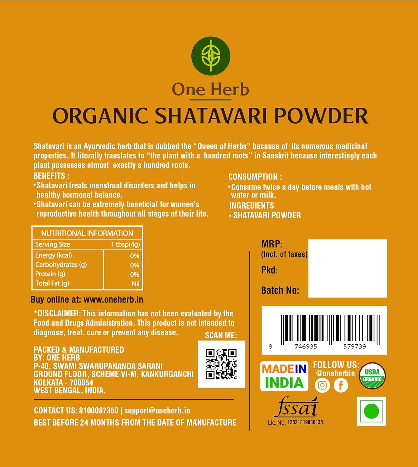 One Herb - Organic Shatavari Powder 100g for Lactation, Immunity, Skin Health and Menopause (FROM INDIA) SAB - View 4 of 5
