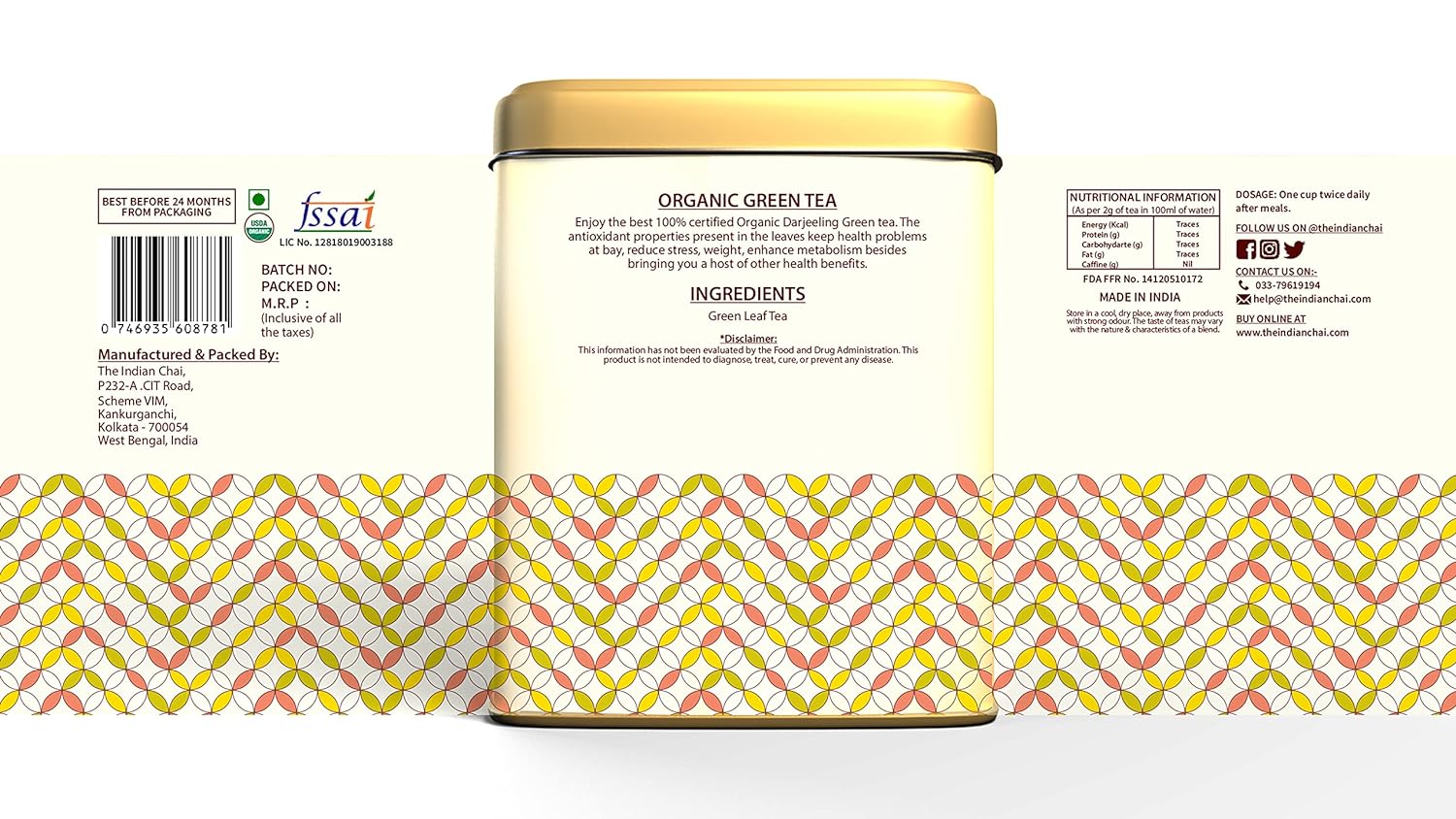 The Indian Chai - Organic Green Tea 30 Pyramid Tea Bags, Energize Your Senses, Boost Well-being, and Embrace a Healthful Lifestyle! (FROM INDIA) SAB - View 2 of 6