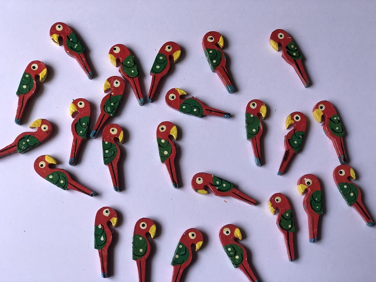 Kavya Fashion Wooden Small Parrots Beads Size 4 cm for Jewellery Making, Dresses, Beading, Art and Crafts and Craft Work (RED) -50 Pieces FROM INDIA (SAM) - View 4 of 4