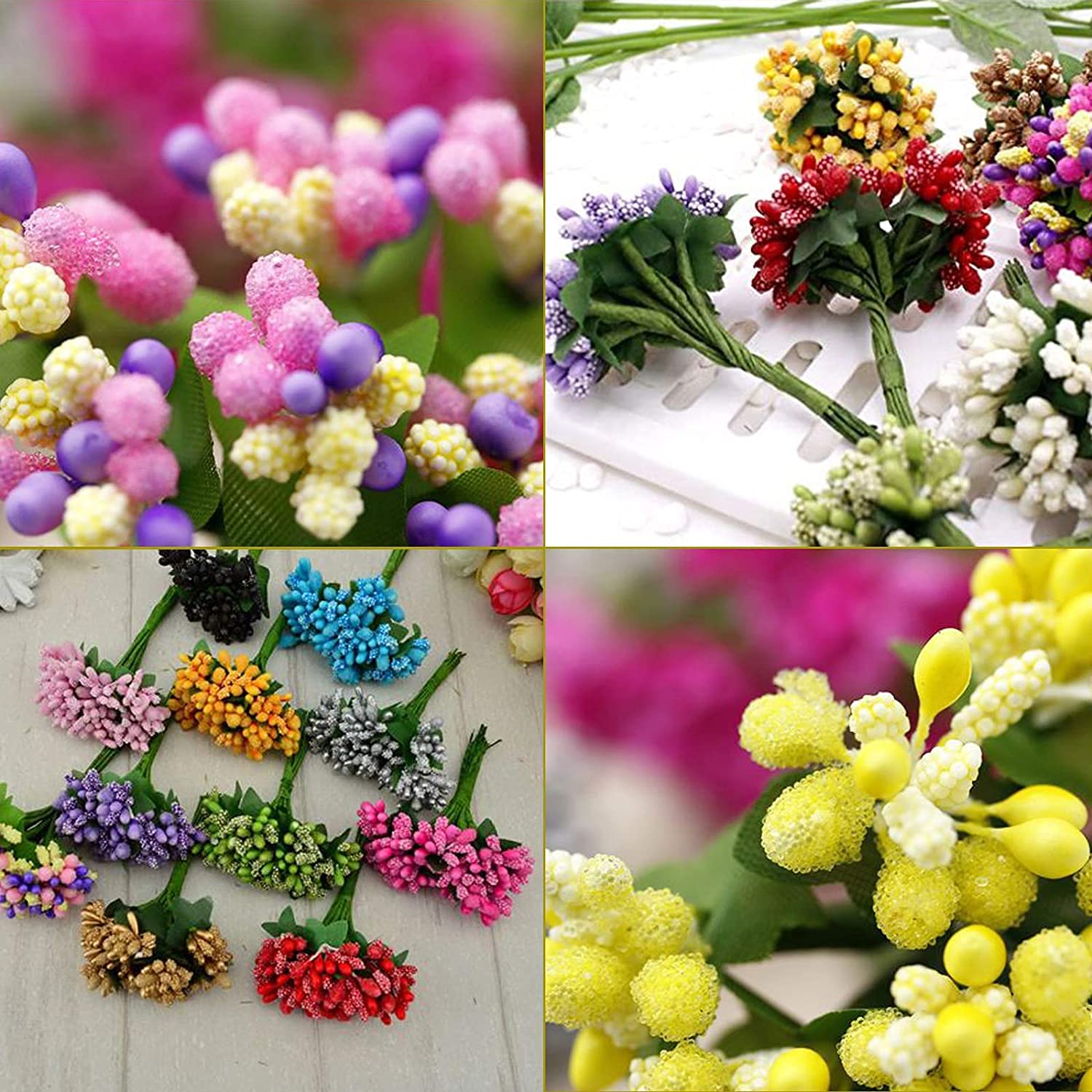 Kavya Fashion Artificial Pollen Flower for Tiara and Jewelry Making Multicolor (Pack of 100)(10 Colour)(10 Flower of Each Colour), Artificial Flora FROM INDIA (SAM) - View 4 of 4