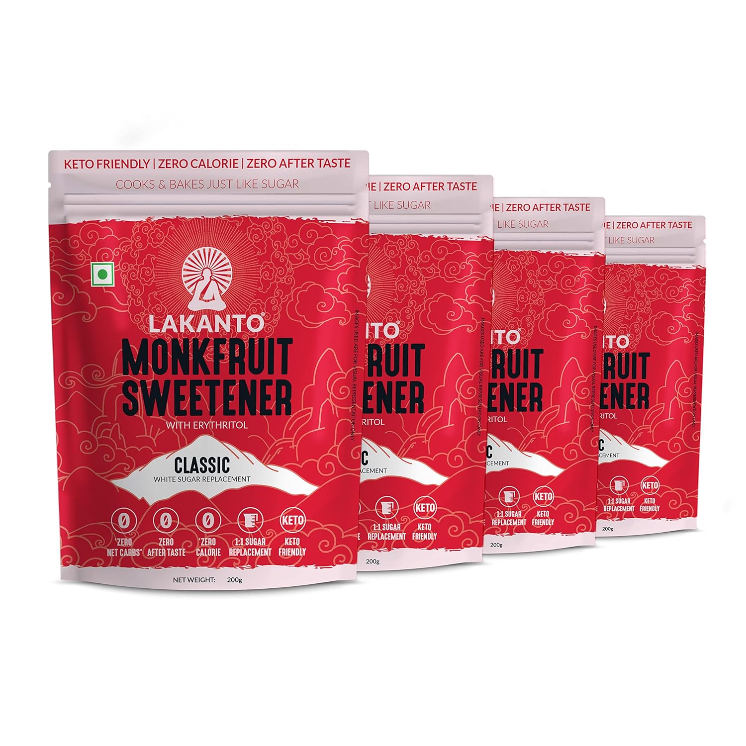 Lakanto Classic Japanese's Monkfruit Sweetener, 200g, Pack of 4 ||1:1 White Sugar Replacement Zero Calories, Zero Carbs, keto &amp; Diabetic Friendly, Low Glycemic Natural Sweetener (FROM INDIA) SAB - Related product