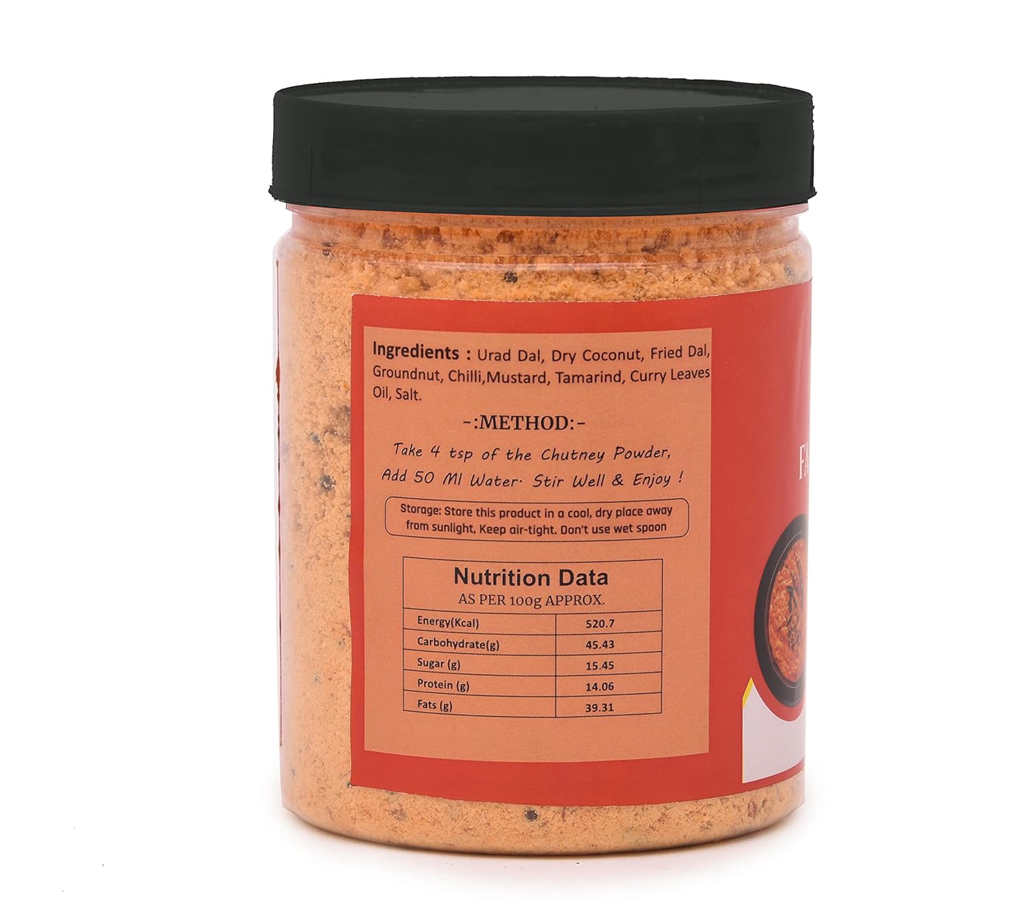 Farm &amp; Farmers South Indian Instant Coconut Red Chutney Powder, 250 Gram [Nariyal ki Chutney, Just Add Water] FROM INDIA (SAM) - View 4 of 4