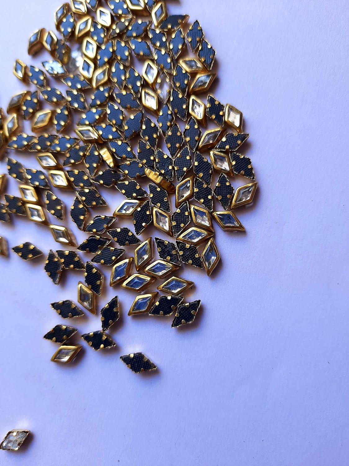 Kavya fashion Diamond Shape Kundan Stone for Embroidery, Craft and Jewellery Making, Golden, 8 mm, 250 Piece with Fabric Glue Cone FROM INDIA (SAM) - View 3 of 4