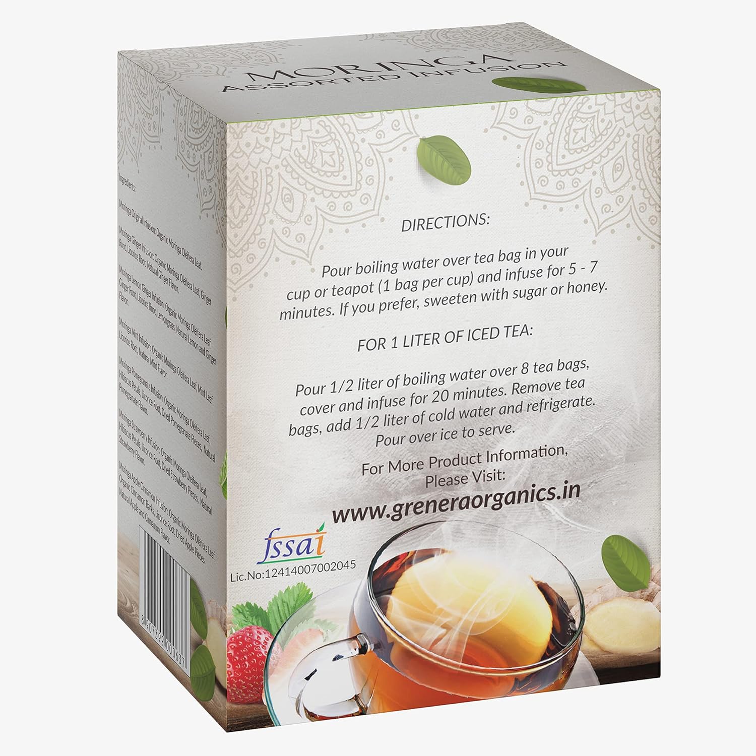 Grenera Moringa Assorted Infusion Tea 20 Bags | Caffeine Free, Staple Free, Made with Organically Grown Moringa Leaf (FROM INDIA) SAB - View 2 of 6