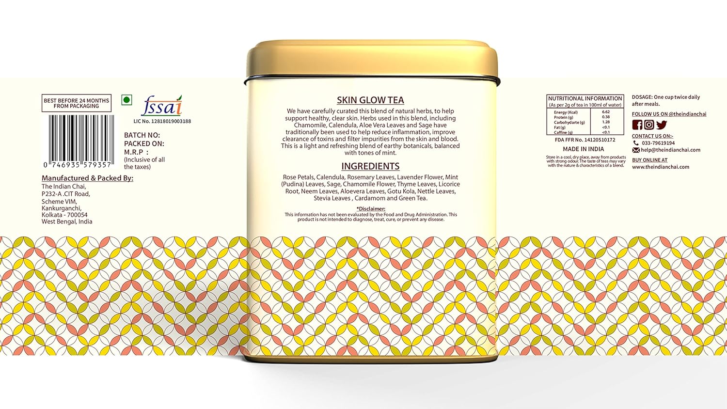 The Indian Chai – Skin Glow Tea 30 Pyramid Tea Bags with Rose, Chamomile, Lavender, Sage for Clear Skin, Fights Hormonal Acne &amp; Blemishes (FROM INDIA) SAB - View 2 of 6