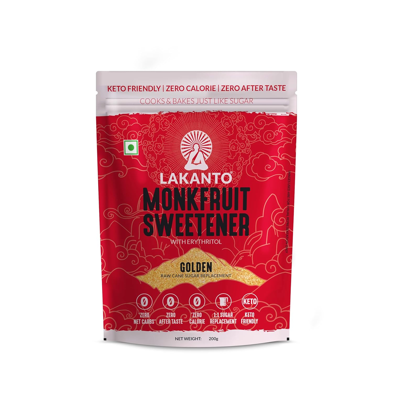 Lakanto Classic Japanese's Monkfruit Sweetener, 200g, Pack of 4 ||1:1 White Sugar Replacement Zero Calories, Zero Carbs, keto &amp; Diabetic Friendly, Low Glycemic Natural Sweetener (FROM INDIA) SAB - View 2 of 5