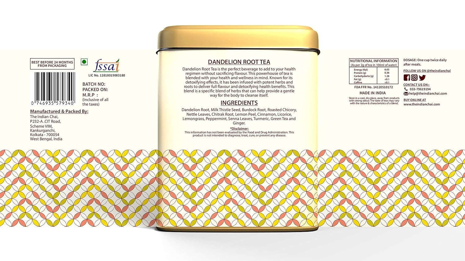 The Indian Chai – Dandelion Root Tea 30 Pyramid Tea Bags For Detox,Cleansing Liver,Supports Kidney Function&amp;Digestive Health,Powerhouse Of Antioxidants,60 Gm (FROM INDIA) SAB - View 3 of 6