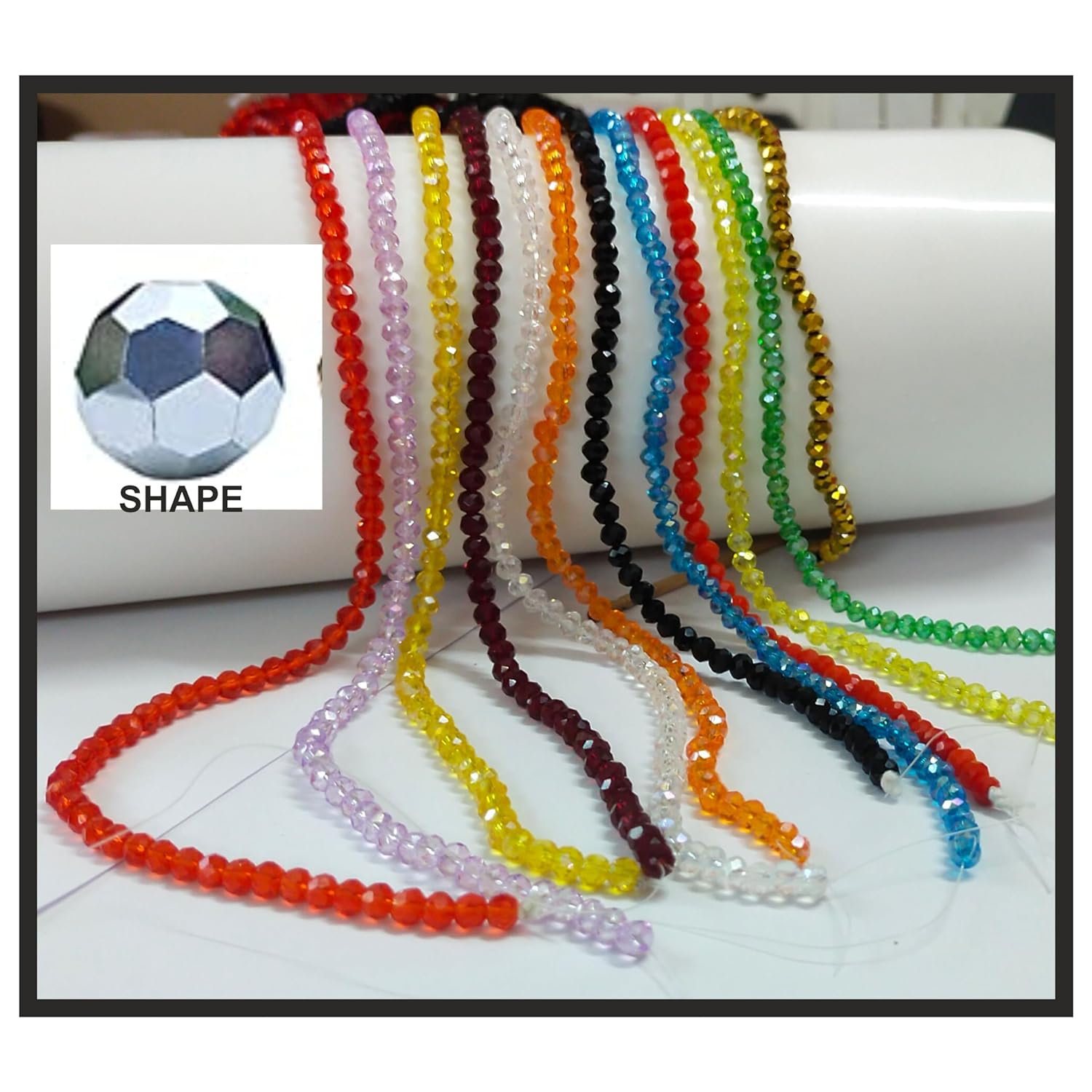 High tensile Strength Bright Thread for Beading, Tassels Art Crafting Making Jewelry (2 Ply White Black with Round Beads) - View 6 of 6