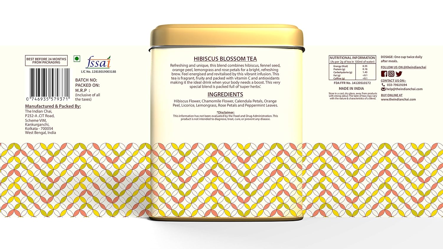 The Indian Chai - Hibiscus Blossom Tea 30 Pyramid Tea Bags, Caffeine Free Herbal Tea, full of Antioxidants, Helps with Blood Circulation and Blood Sugar, among others (FROM INDIA) SAB - View 2 of 6