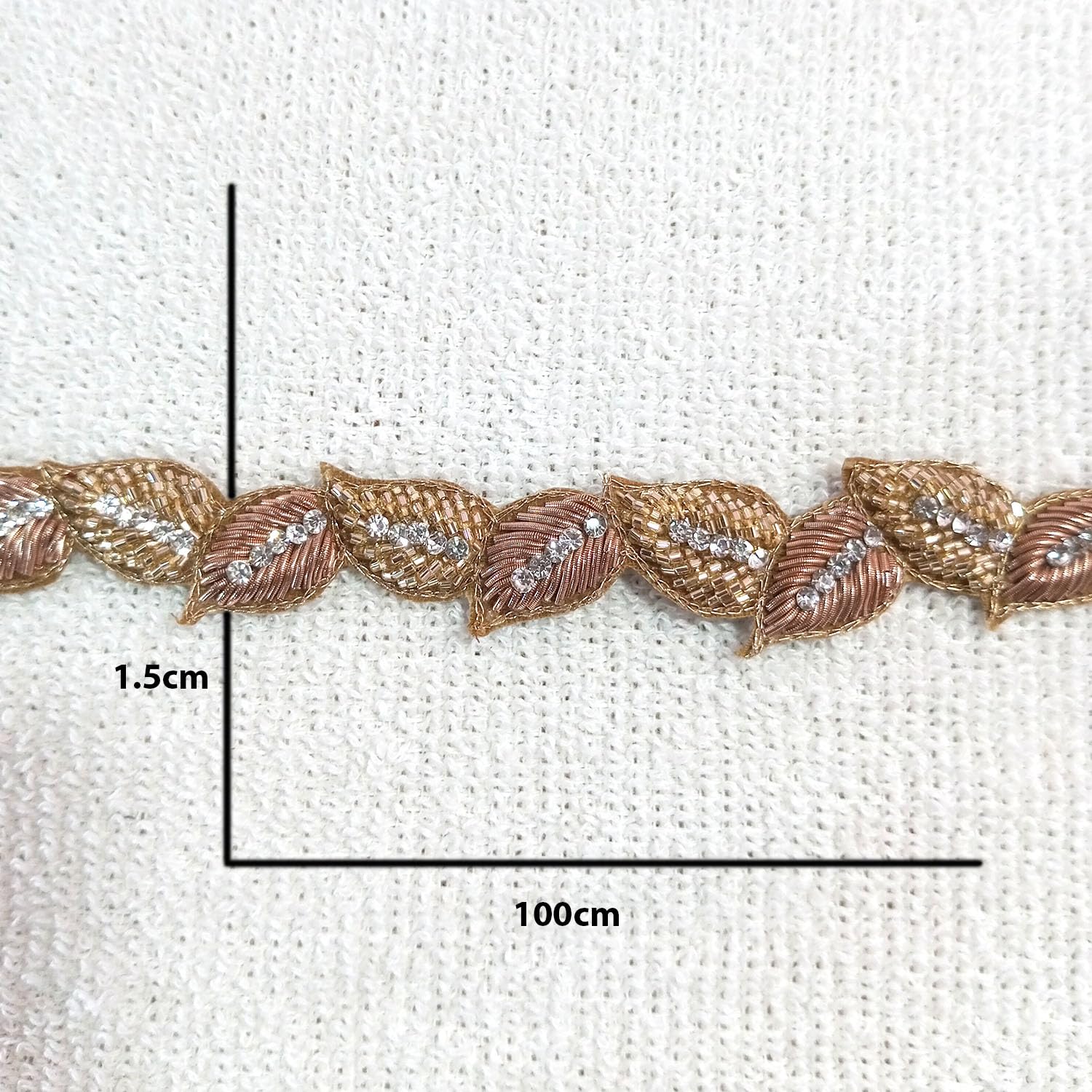 Lovetholy 1Meter Zardosi Lace Border Patch Work Leaf Design Embroidery Sew On Applique Patches for Clothes, Blouse, Dress, Jackets, Saree (1Pcs, LBDR1) (FROM INDIA) SAM - View 4 of 5