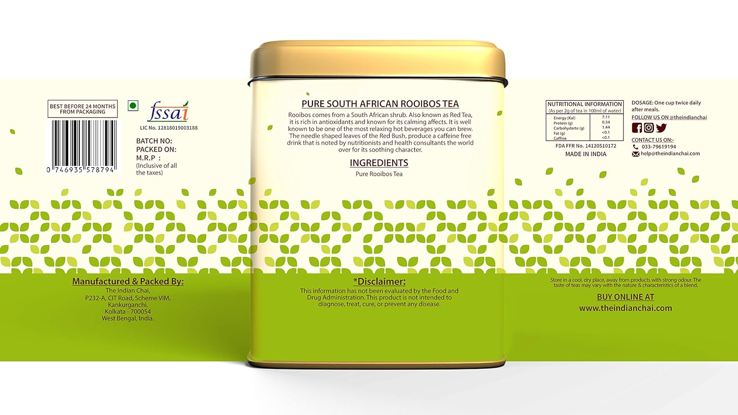 The Indian Chai - South African Rooibos Tea 200g for Healthy Sleep and Weight Loss (FROM INDIA) SAB - View 2 of 5