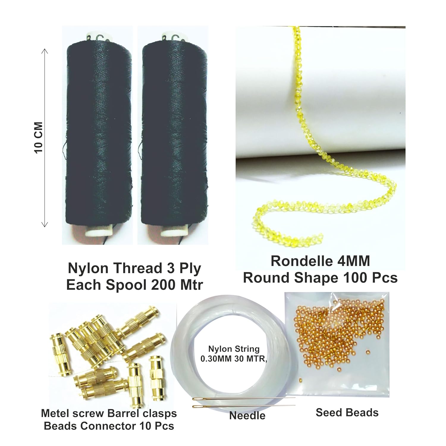 High tensile Strength Bright Thread for Beading, Tassels Art Crafting Making Jewelry (3 Ply Black 400Mtr) - View 2 of 3