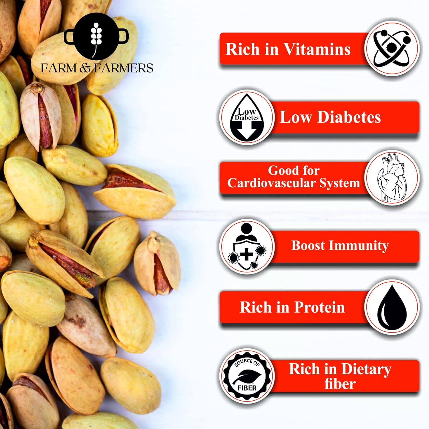 Farm &amp; Farmers Premium Pistachios Natural Healthy Pista Giri Nuts Dry Fruits - 250 Gram FROM INDIA(SAM) - View 5 of 5