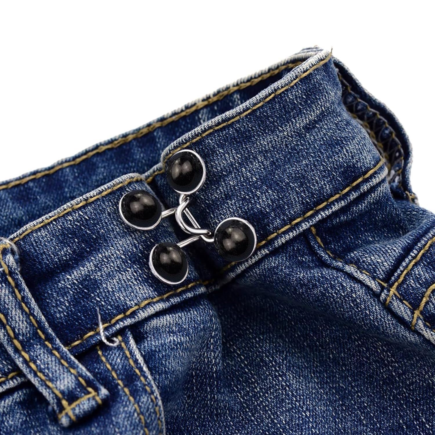 Black 2 Set Jean Button Pins, Adjustable Jean Button, Detachable Jean Button Pin, No Sewing Required, Perfect Fit Instant Jean Button.(F) - View 3 of 6