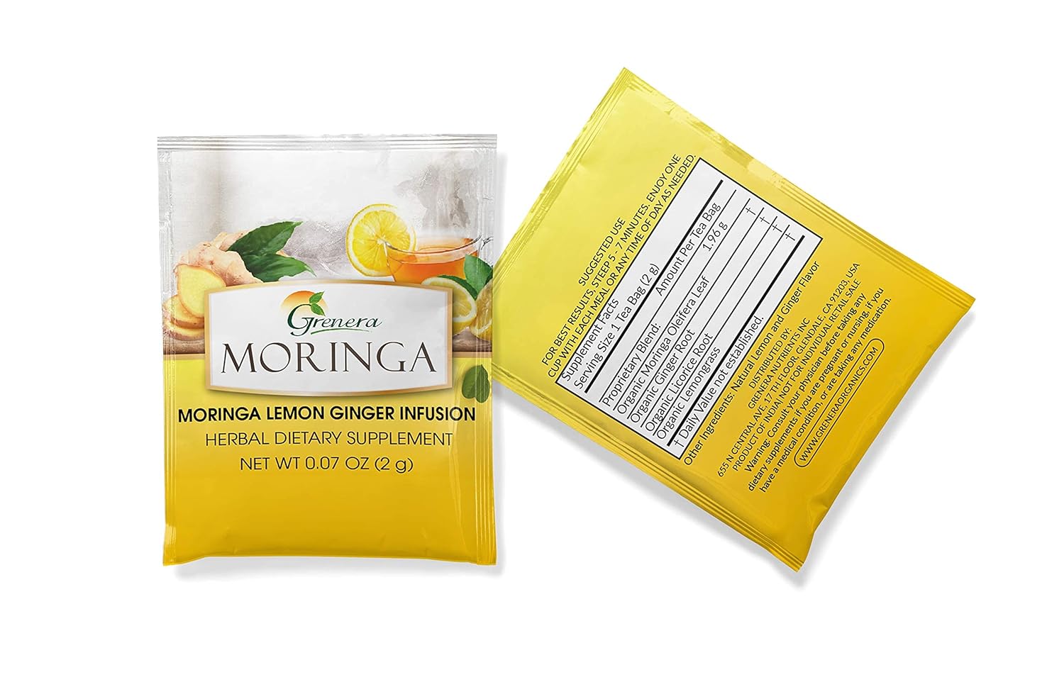 Grenera Moringa Lemon Ginger Infusion Tea 20 Bags | Caffeine Free, Staple Free, Made With naturally Grown Moringa Leaves (FROM INDIA) SAB - View 7 of 7