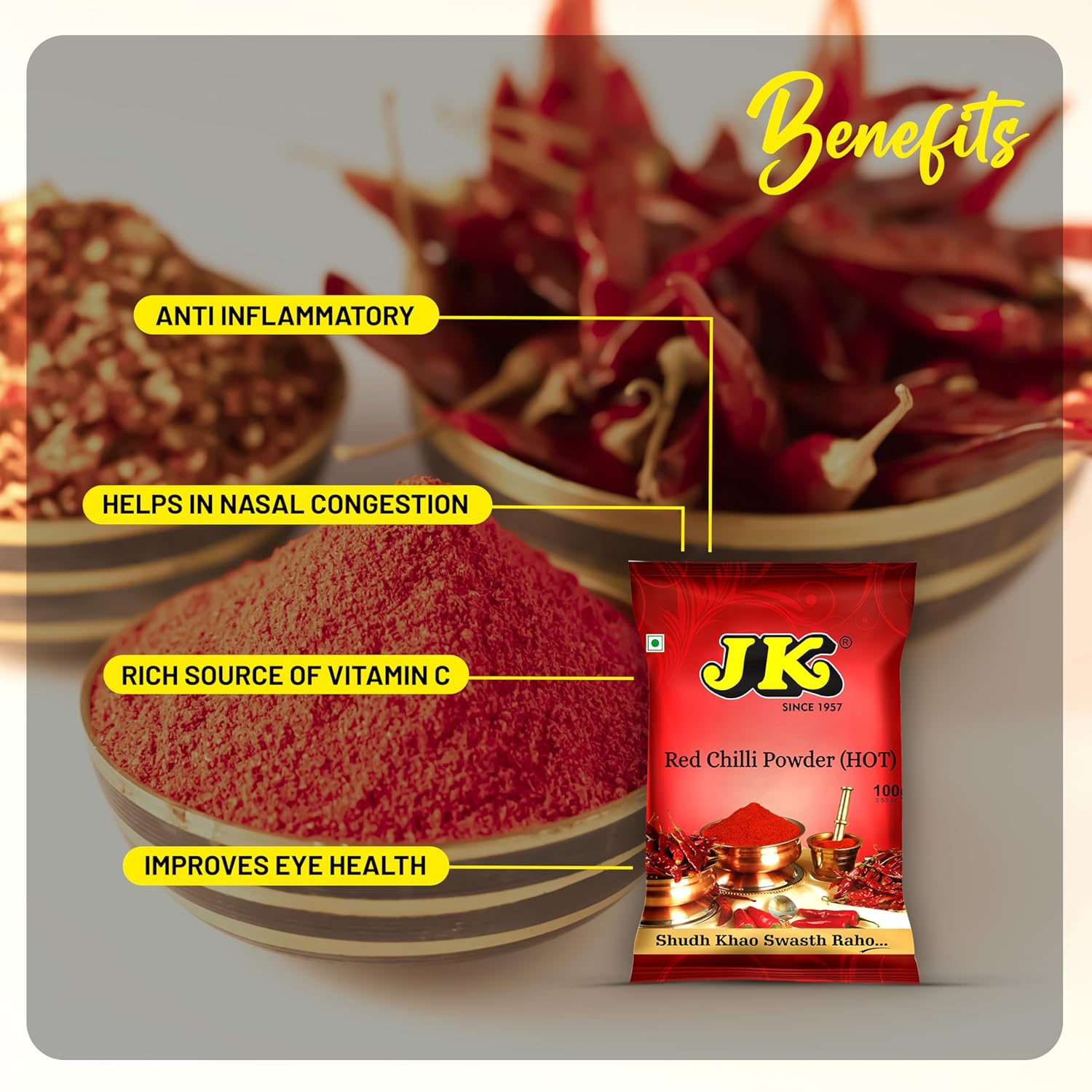 JK Red Chilli Powder, 500g FROM INDIA (SAM) - View 2 of 3