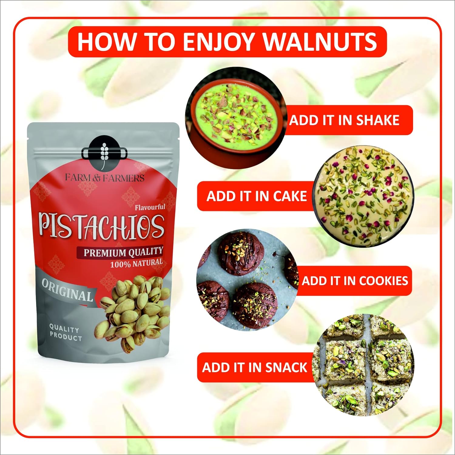 Farm &amp; Farmers Premium Pistachios Natural Healthy Pista Giri Nuts Dry Fruits - 250 Gram FROM INDIA(SAM) - View 4 of 5