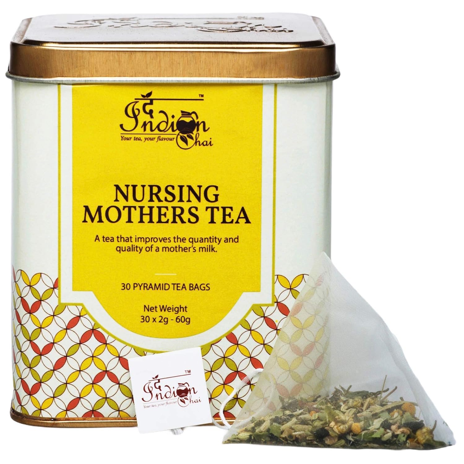 The Indian Chai – Nursing Mothers Tea 30 Pyramid Tea Bags - Caffeine Free Herbal Tea for Healthy Lactation - with Fenugreek, Milk Thistle, Shatavari & More for Breastfeeding! (FROM INDIA) SAB - Related product