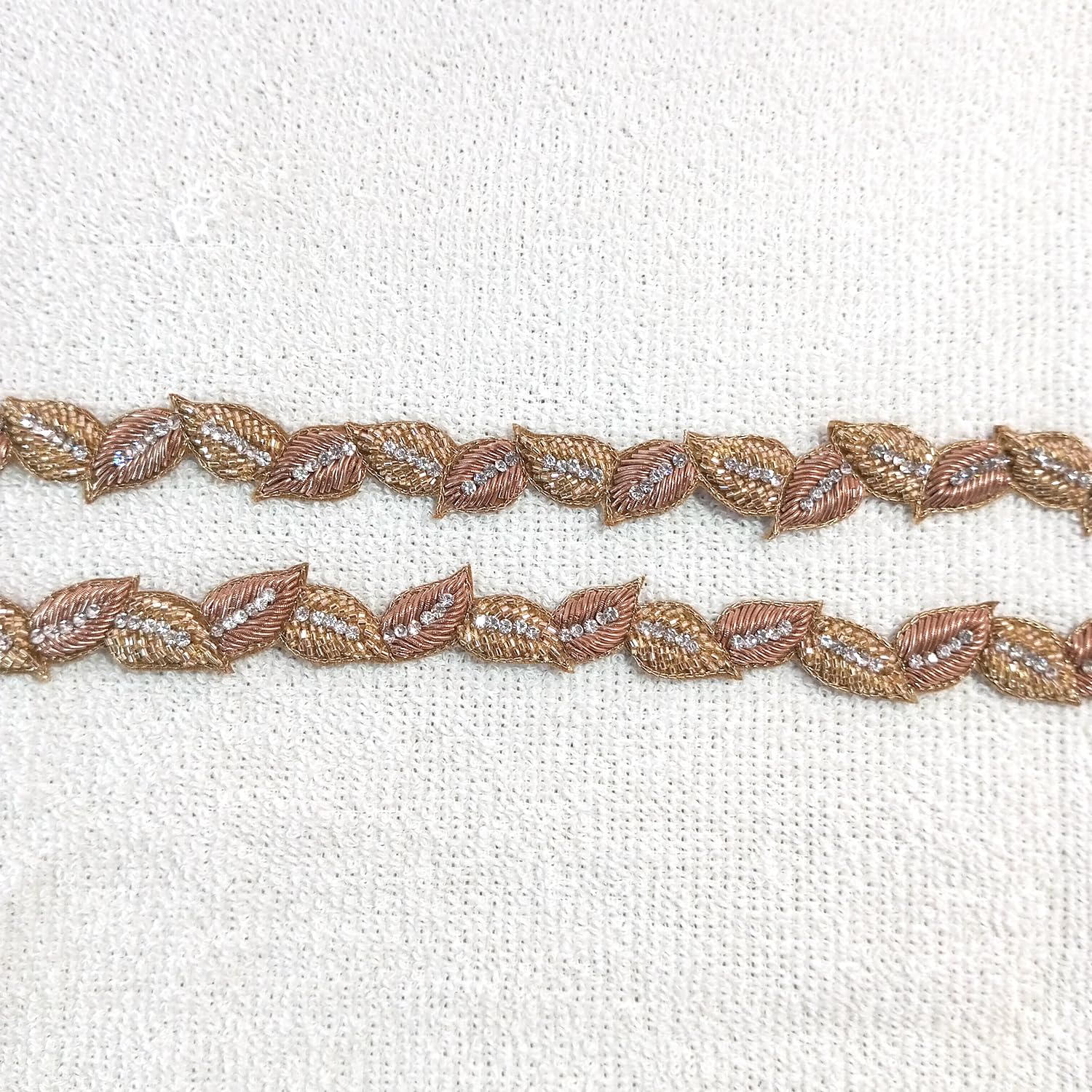 Lovetholy 1Meter Zardosi Lace Border Patch Work Leaf Design Embroidery Sew On Applique Patches for Clothes, Blouse, Dress, Jackets, Saree (1Pcs, LBDR1) (FROM INDIA) SAM - View 5 of 5