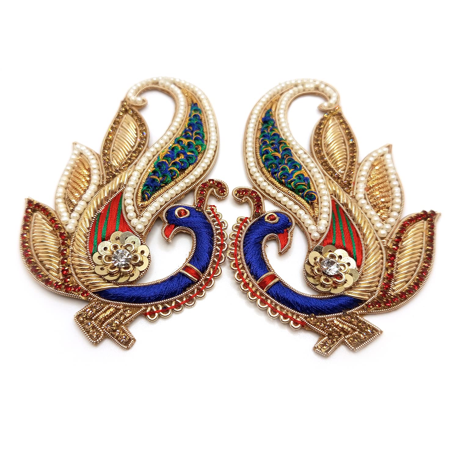 Lovetholy 2pcs Sew On Peacock Applique Work Decorative Embroidery Patches for Blouse, Clothes, Dress, Saree Art &amp; Crafts Supplies Items(L-129) FROM INDIA (SAM) - Related product