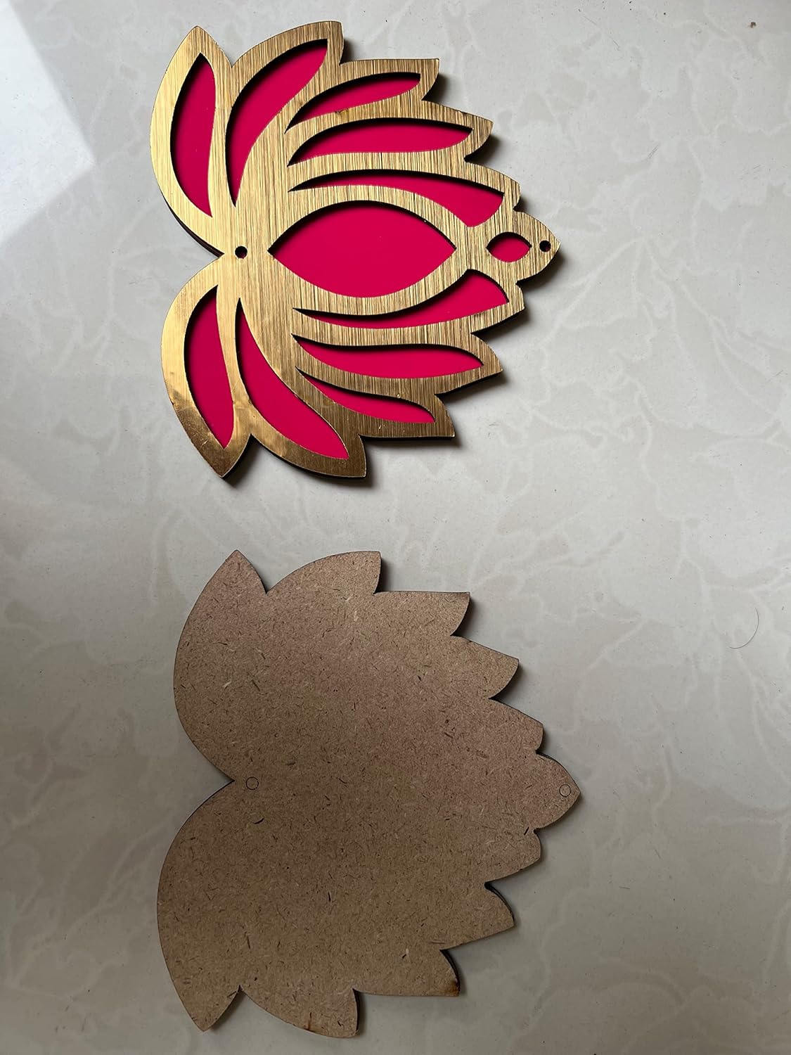 Kavya Fashion Set of 10(10 Cow &amp; 10 Lotus) Lotus &amp; Cow MDF Wooden Cutout|DIY Rangoli Kit|Decoration for Diwali|for Rangoli, Pooja, Decorations, Festival Gift, Wedding Decorations.Designer (White) FROM INDIA (SAM) - View 3 of 3