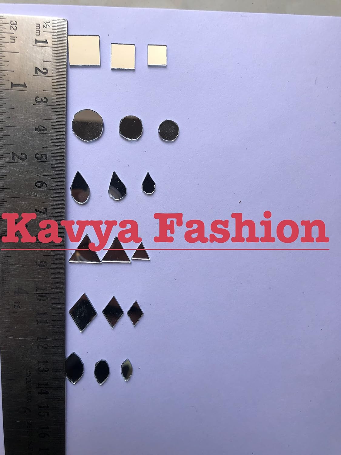 Kavya Fashion All shape &amp; All size Mirror kit for Jewellery Making,Other Craft Work Like Project &amp; lippan Art, mud Work Decoration(18 shape mirror kit, Total-1800 piece)[Free Fabric Glue Cone] (combo of 18) FROM INDIA (SAM) - View 3 of 3
