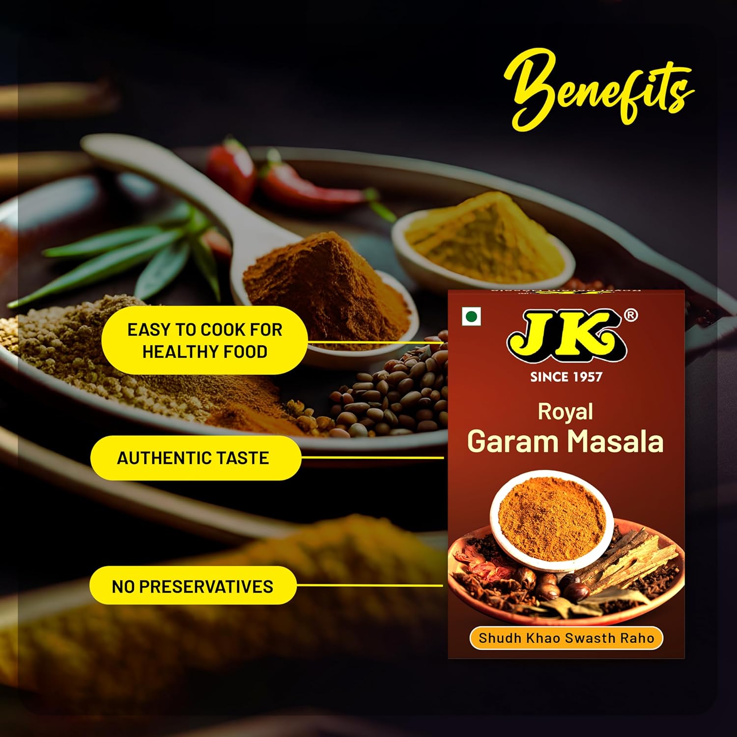 JK Royal Garam Masala, 100g FROM INDIA (SAM) - View 2 of 3