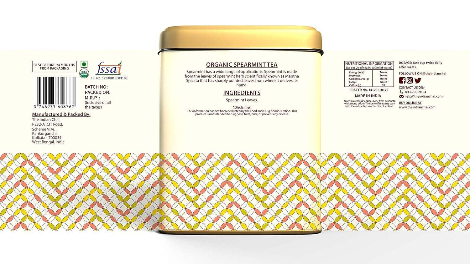 The Indian Chai – Organic Spearmint Tea 30 Pyramid Tea Bags for PCOD &amp; PCOS, Helps in Hormonal Imbalance &amp; Facial Hair &amp; Acne, Caffeine Free Herbal Tea (FROM INDIA) SAB - View 3 of 6